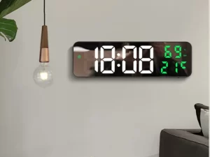 9-Inch Large Digital Wall Clock – LED Alarm Clock with Temperature, Humidity & Night Mode (USB Plug-in)