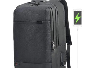 Waterproof 15.6 Inch Laptop Bag with USB Charging Port (Black)