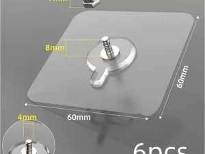 6Pcs Strong Self-Adhesive Wall Hooks – Transparent & Waterproof