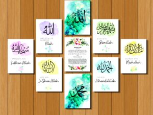 Home Decor 9pcs PVC Calligraphy Wallboard – Elegant Wall Art
