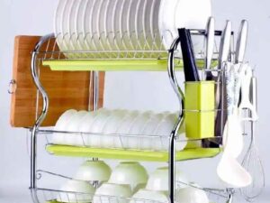3 Layer Dish Drainer Rack – Stainless Steel