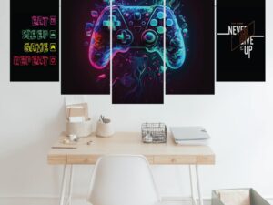 Gaming 5-Part Canvas Wall Art – Perfect for Gamers!