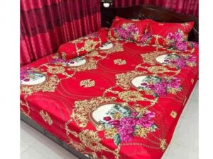 Twill Panel Cotton Double Size Bed Sheet with Two Pillow Covers