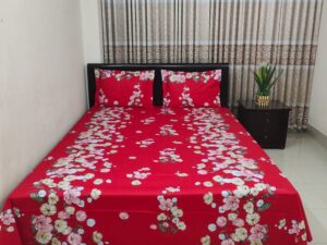 Twill Panel Cotton Double Size Bed Sheet with Two Pillow Covers