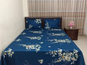 Twill Panel Cotton Double Size Bed Sheet with Two Pillow Covers