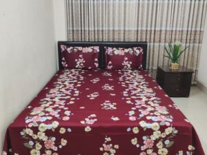 Twill Panel Cotton Double Size Bed Sheet with Two Pillow Covers