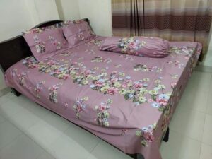 Twill Panel Cotton Double Size Bed Sheet with Two Pillow Covers