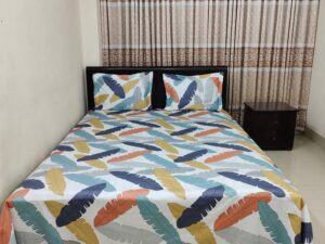 Twill Panel Cotton Double Size Bed Sheet with Two Pillow Covers