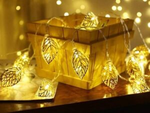 Leaf Metal Fairy Light | Golden Colour | 3D Leaf Shape | Current Driven Set