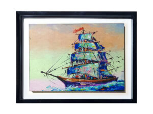 Wooden Photo Frame/Canvas Ship 12x15 Inch
