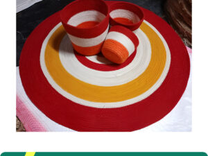 Jute Rugs / Mat & Plant Basket | Natural Eco-Friendly Home Décor Set