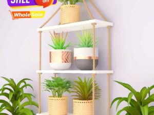 3 Layer Wall Hanging Rope Shelf – Multifunctional Wall Shelf – Handmade Crafty Item Wall Decorative Rack for Home and Office