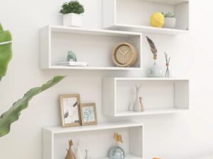 Wall Cube Shelf 1/2/4 Pcs White Premium Quality Engineered Wood For Home & Office Decoration
