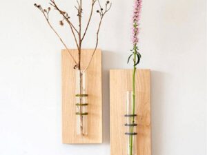 Wooden Test Tube Hanging Flower Vase | Modern Wall & Table Décor
