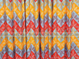 Curtain Porda – Thick Denim Cotton Curtains | Export Quality Window Protector | 43x82 Inch Standard Size (4 Kuchi) | Orange and Red Art Design
