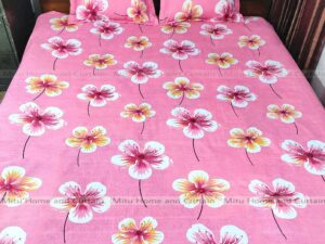 King size Bedsheet with Pillow cover Chador set 7.5×8.25 feet Full cotton fabric Pink , Green - copy