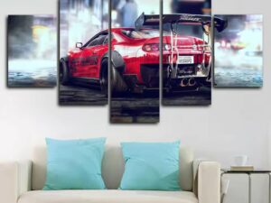 5-Pcs Wall Canvas Art Set – Car Poster Edition, Ready to Hang for Living Room & Bedroom