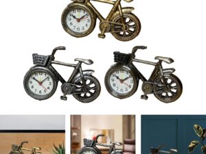 Bicycle Clock – Decorative Small Retro Style Bicycle Desk Clock for Classroom, Wedding Gift & Desk Shelf