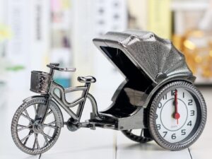 Classic Rickshaw Desk Clock – Vintage Retro Alarm Shelf Clock | Desktop Table Clock for Home & Office Décor | Birthday Gift Item