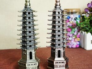 Creative Feng Shui Zinc Alloy 3D Model – Chinese Wenchang Pagoda Tower Crafts Statue Souvenir Home Decoration Metal Handicraft
