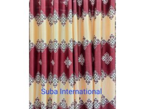 Synthetic Satin Curtain — Red, Maroon, Golden & White — From Suba International