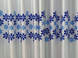 Synthetic Curtain Porda – Colours: White Blue, White Gold from Suba International