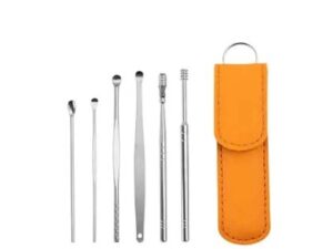 Ear Cleaner Set with Leather Case – 6 Pcs