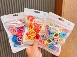 100 Pcs Elastic Hair Bands – Colorful Rubber Hair Ties for Kids