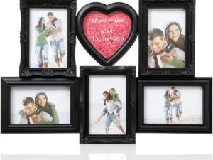 ARPAN Vintage Style Multi Aperture Photo Frame — 6×4" — 6 Openings — Black or White (Black)