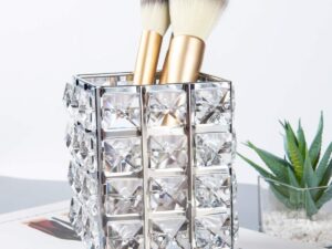 Feyarl Crystal Makeup Brush Holder | Cosmetics Tools Organizer | Pen & Pencil Holder | Storage & Candle Holder