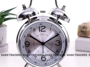Shah Traders Metal Twin Bell Alarm Clock — Retro Vintage Silent Analog Quartz — For Heavy Sleepers, Kids, Home & Travel