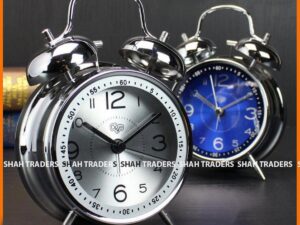 Metal Twin Bell Alarm Clock | Retro Vintage Desk & Bedside Clock | Silent Analog Quartz Alarm Clock