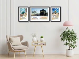 Masjid Al-Aqsa, Mecca & Madina Sharif — Combo 3 Pcs Wallboard Set — For Home & Office Decoration