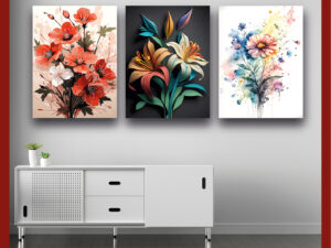 Creative Wallboard Set (3 Pcs) | Unique Flower Décor Combo | Home Decoration
