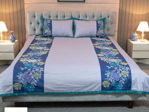 Allora Embroidery Bed Sheet – Ash Floral Elegance
