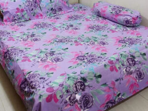 AC HOME TEX King Size Bed Sheet With Two Pillow Covers and One Side Pillow Cover