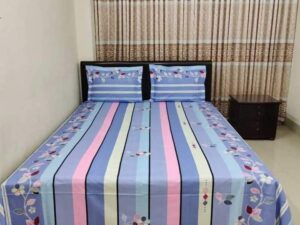 King Size Cotton Twill Panel Bed Sheet Set (7.5x8.5 ft) - Includes Two Pillow Covers (20x36 inch) - Flat Type - Thread Count: 400 - Hand and Machine Washable