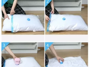 Vacuum Storage Bags (4 Pack) with Hand Pump – Space Saver Solution for Home Organization