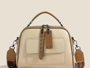 High-End Ladies’ Handbag Multi-Layer Large Capacity Commuting Bag (Cream)