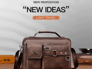 Men’s PU Leather Shoulder Bag (Chocolate Color)