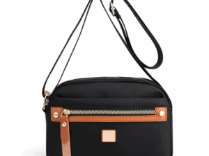 Nylon Fashion Cross-body Bag Lightweight Portable Shoulder Bag (Black Color)