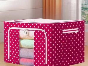 Oxford Cloth Large Capacity Fabric Storage Box Storage Basket (Red)