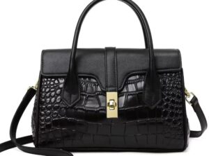 Casual Tote Luxury Leather Handbags Purse Women Bag (Black)