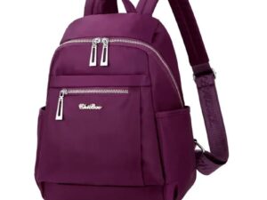 Nylon Backpack Durable Waterproof Casual Shoulder Bag (Purple Colour)