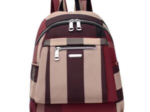 Nylon Backpack Durable Waterproof Casual Shoulder Bag (Wine Red)