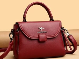 Luxury Designer Fashion High Quality Leather Kangaroo Handbag (Maroon)