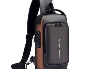 Anti-Theft Travel Bag with USB Charging | Multifunction Patent Leather Chest Bag for Men | Waterproof Crossbody Bag