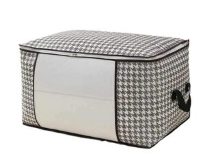 Premium Foldable Clothes Storage Bag Organizer with Zipper & Handles | Large Capacity Blanket & Wardrobe Organizer Box