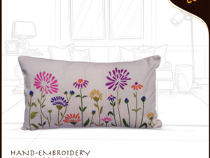 Hand Embroidery Floral Motif Art Cushion Cover 20" x 12"