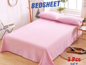 Solid Pink Colour King Size Bed Sheet With Pillow Cover - Bed Sheet